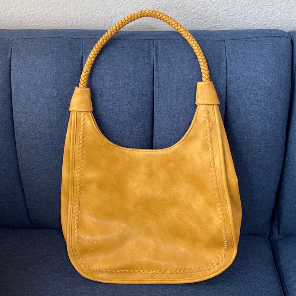 One shoulder hobo purse yellow